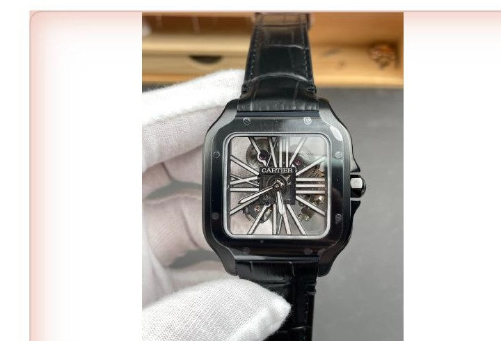 Reloj Cartier Santos Perforado Negro Carbono (39,8 mm)