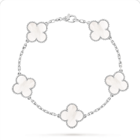 Pulsera trébol Oro Blanco / Platino 10