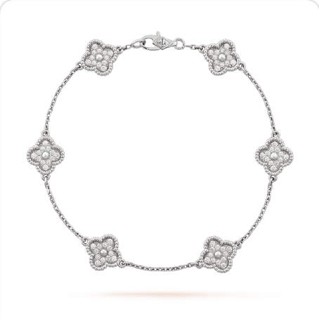 Pulsera trébol Oro Blanco / Platino 12