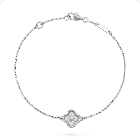 Pulsera trébol Oro Blanco / Platino 14