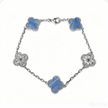 Pulsera trébol Oro Blanco / Platino 16