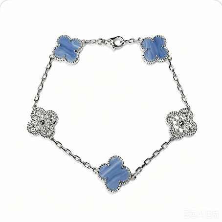 Pulsera trébol Oro Blanco / Platino 16