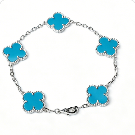 Pulsera trébol Oro Blanco / Platino 3
