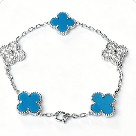 Pulsera trébol Oro Blanco / Platino 4