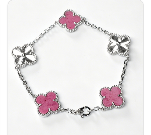 Pulsera trébol Oro Blanco / Platino 7
