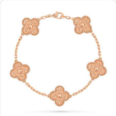 Pulsera trébol Oro Rosa 4